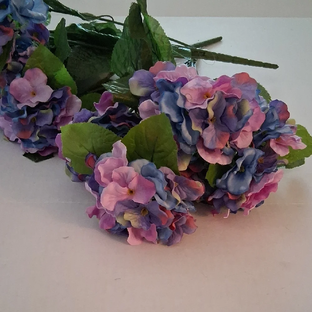 Lot of 3 Purple & Pink Hydrangea Silk Flower Spray